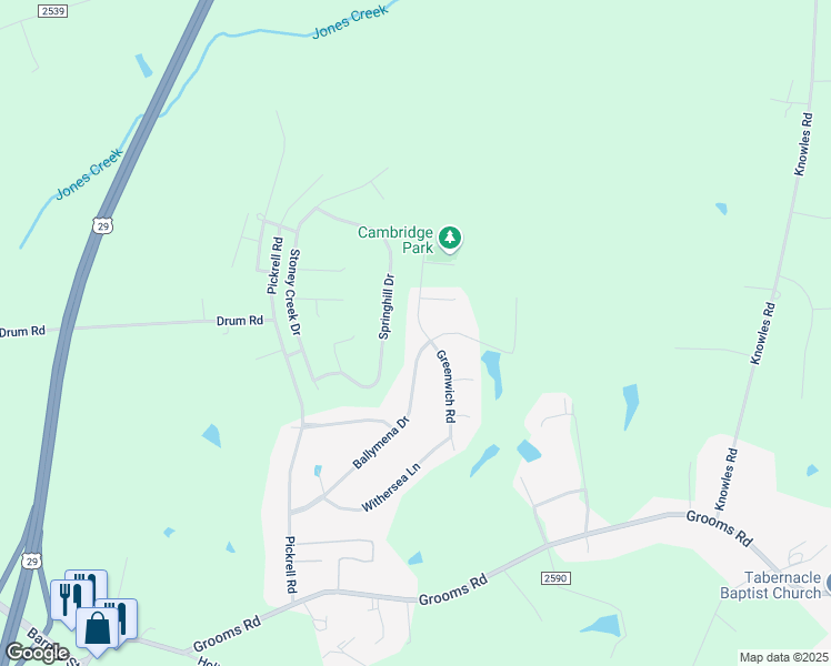 map of restaurants, bars, coffee shops, grocery stores, and more near 1108 Greenwich Rd in Reidsville