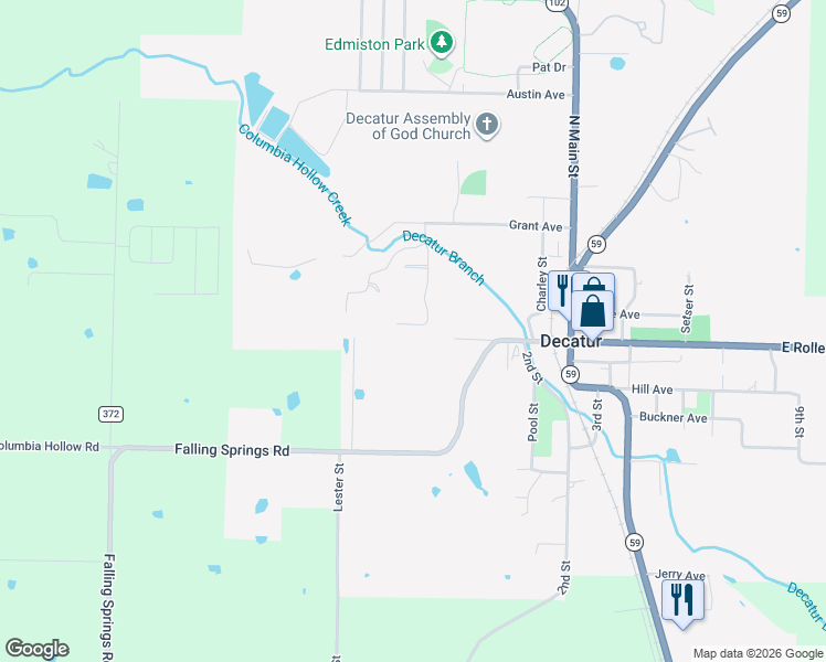 map of restaurants, bars, coffee shops, grocery stores, and more near 617 Cedarbrook Court in Decatur