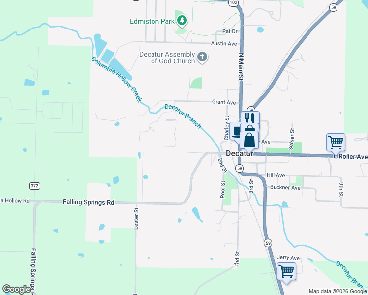 map of restaurants, bars, coffee shops, grocery stores, and more near 476 West Roller Avenue in Decatur