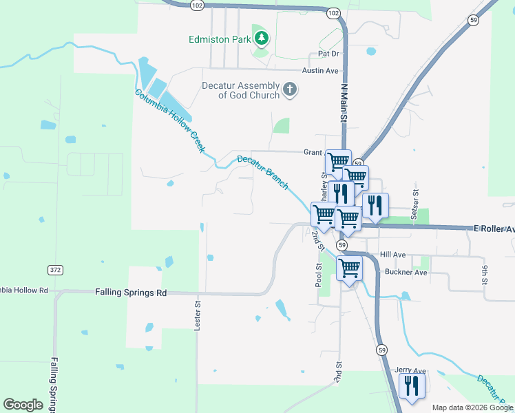 map of restaurants, bars, coffee shops, grocery stores, and more near 476 West Roller Avenue in Decatur