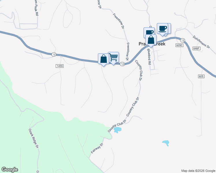 map of restaurants, bars, coffee shops, grocery stores, and more near 8624 Stoner Lane in Rogers