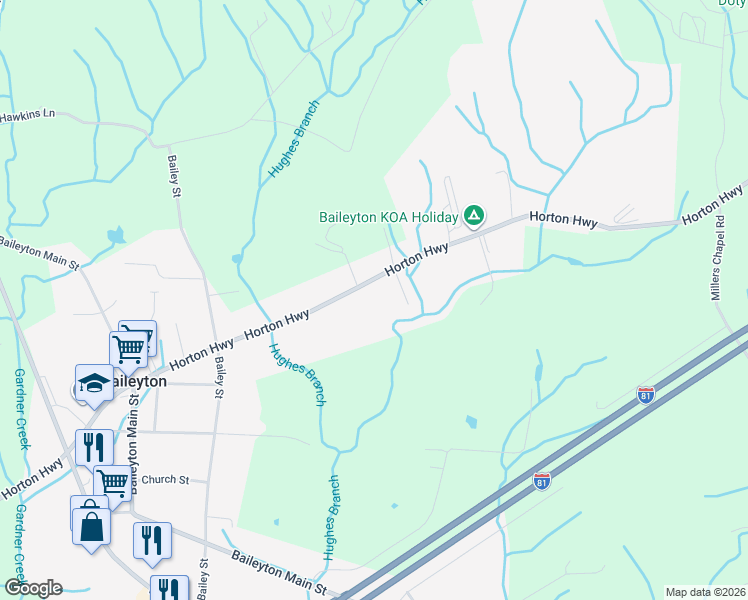 map of restaurants, bars, coffee shops, grocery stores, and more near 7220 Horton Highway in Greeneville
