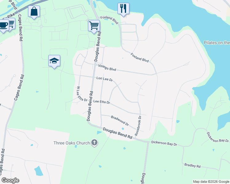map of restaurants, bars, coffee shops, grocery stores, and more near 136 Lori Lee Drive in Gallatin