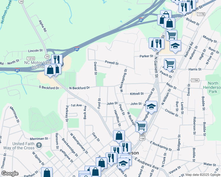 map of restaurants, bars, coffee shops, grocery stores, and more near 576 North Beckford Drive in Henderson