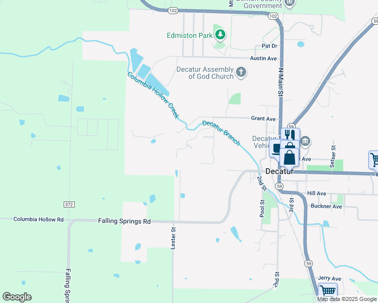 map of restaurants, bars, coffee shops, grocery stores, and more near 644 Hidden Springs Drive in Decatur