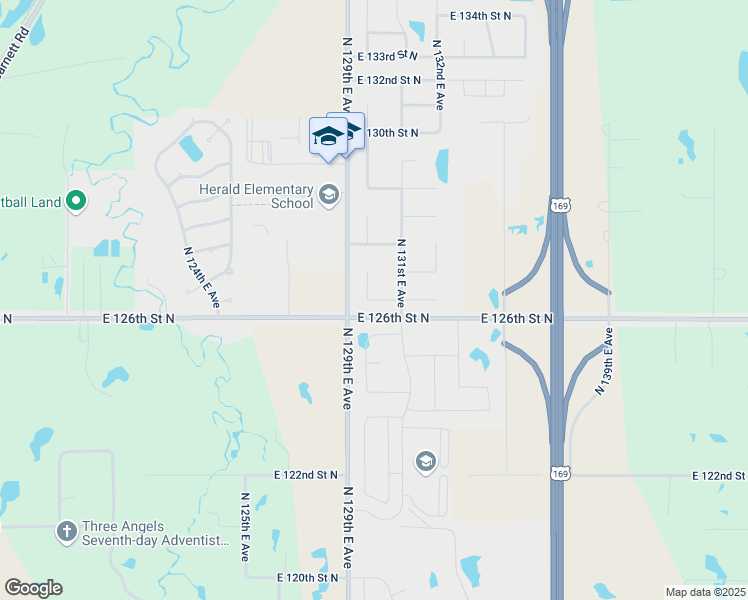 map of restaurants, bars, coffee shops, grocery stores, and more near 12225 North 130th East Avenue in Collinsville