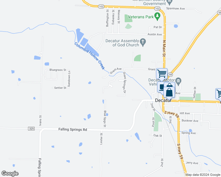 map of restaurants, bars, coffee shops, grocery stores, and more near 644 Hidden Springs Drive in Decatur