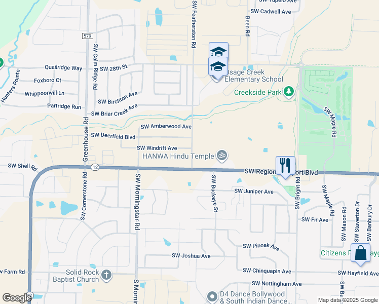 map of restaurants, bars, coffee shops, grocery stores, and more near 2812 Southwest Regional Airport Boulevard in Bentonville