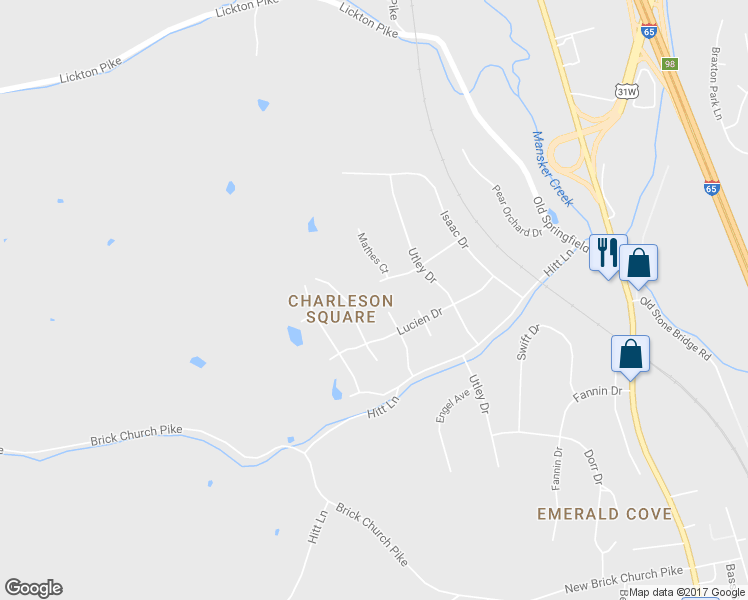 map of restaurants, bars, coffee shops, grocery stores, and more near 103 Mystic Hill Court in Goodlettsville