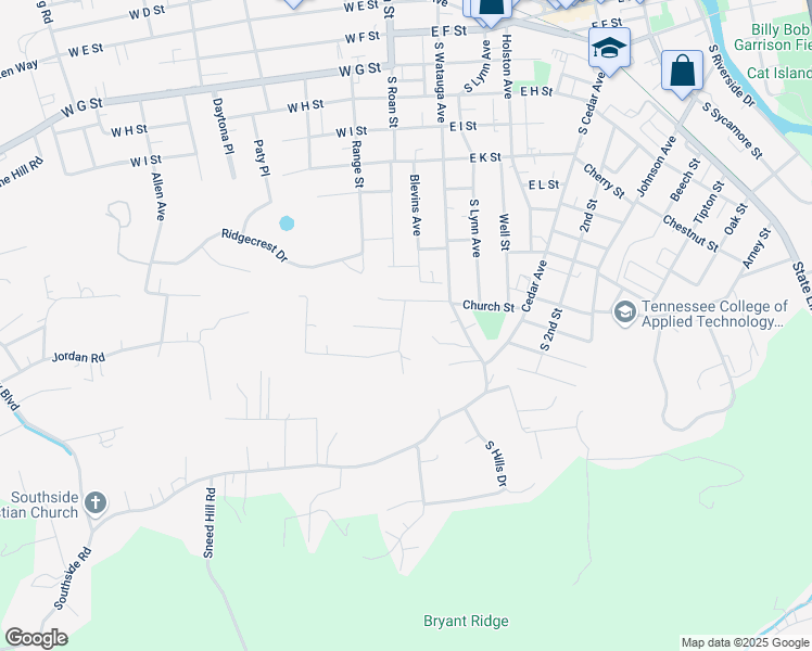 map of restaurants, bars, coffee shops, grocery stores, and more near 111 Jackson Avenue in Elizabethton