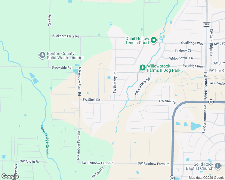 map of restaurants, bars, coffee shops, grocery stores, and more near 3504 Southwest Brittany Road in Bentonville