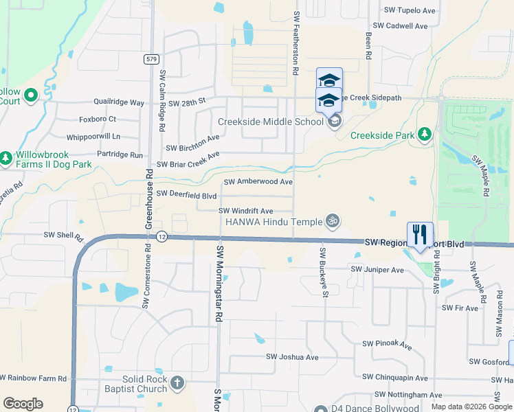 map of restaurants, bars, coffee shops, grocery stores, and more near 3003 Southwest Windrift Avenue in Bentonville