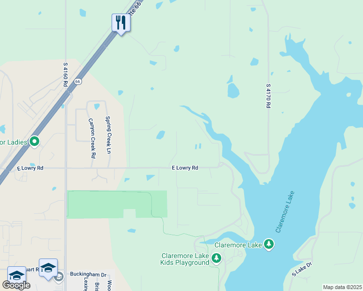 map of restaurants, bars, coffee shops, grocery stores, and more near 13475 East 470 Road in Claremore