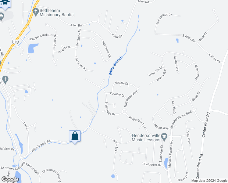 map of restaurants, bars, coffee shops, grocery stores, and more near 107 Cavalier Drive in Hendersonville