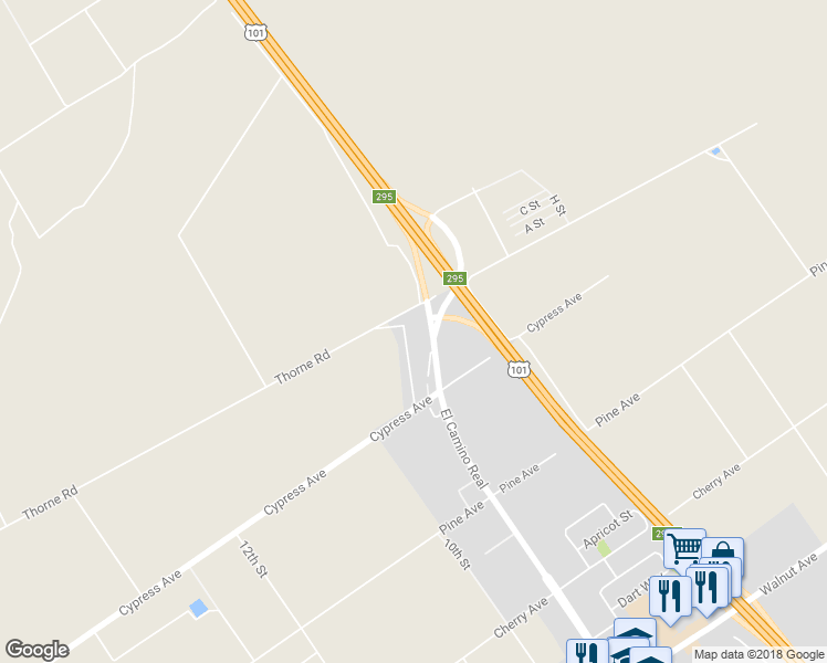 map of restaurants, bars, coffee shops, grocery stores, and more near 875 El Camino Real in Greenfield
