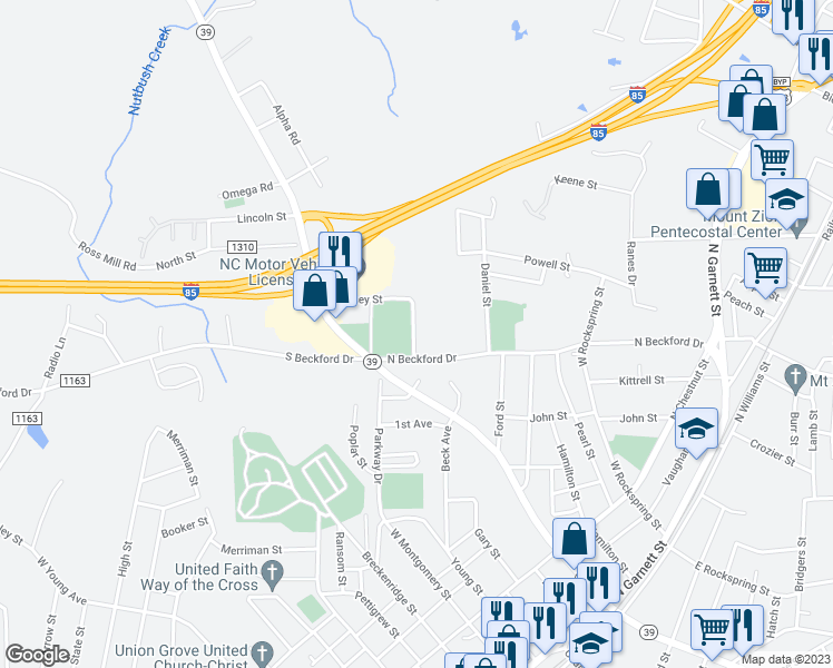 map of restaurants, bars, coffee shops, grocery stores, and more near 116 Ramsey Street in Henderson