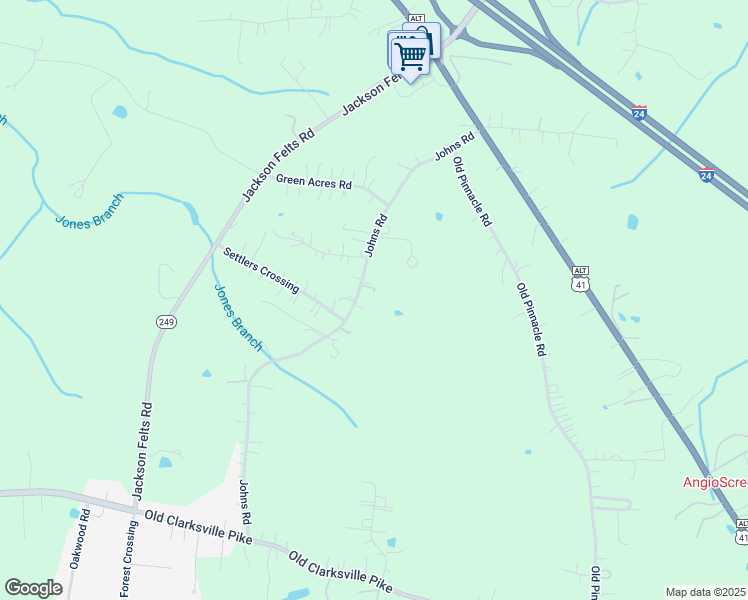 map of restaurants, bars, coffee shops, grocery stores, and more near 1172 Johns Road in Cheatham County