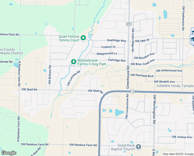 map of restaurants, bars, coffee shops, grocery stores, and more near 3505 Southwest Willowbrook Road in Bentonville