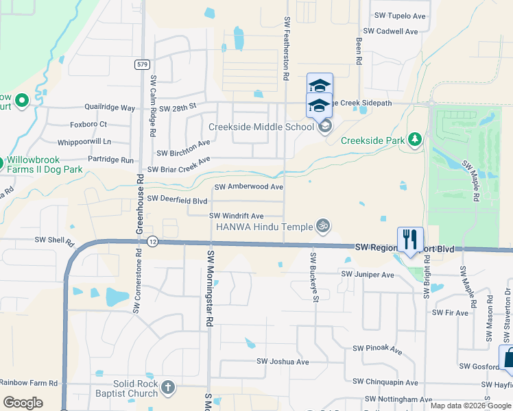 map of restaurants, bars, coffee shops, grocery stores, and more near 3003 Southwest Windrift Avenue in Bentonville