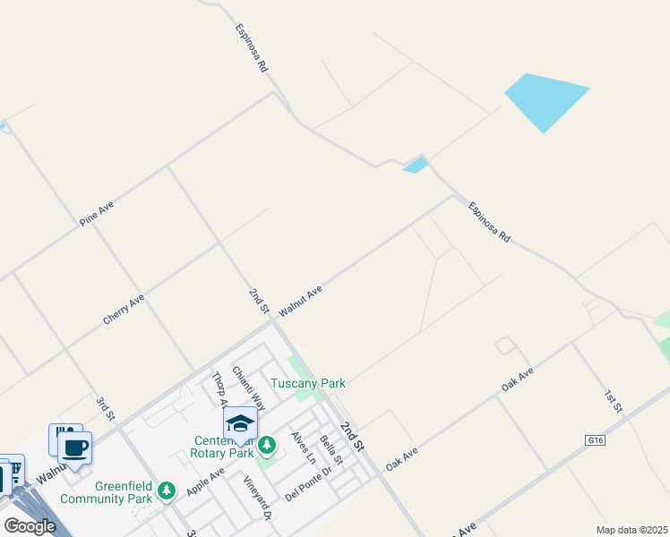 map of restaurants, bars, coffee shops, grocery stores, and more near 41725 Walnut Avenue in Greenfield