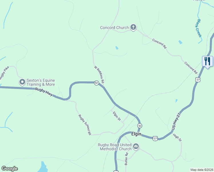 map of restaurants, bars, coffee shops, grocery stores, and more near 541 Rugby Highway in Robbins