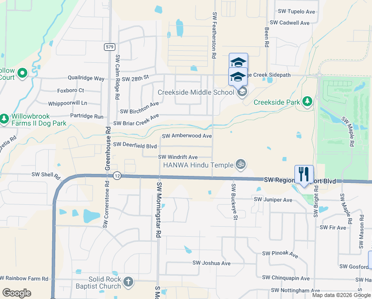 map of restaurants, bars, coffee shops, grocery stores, and more near 3101 Southwest Deerfield Boulevard in Bentonville