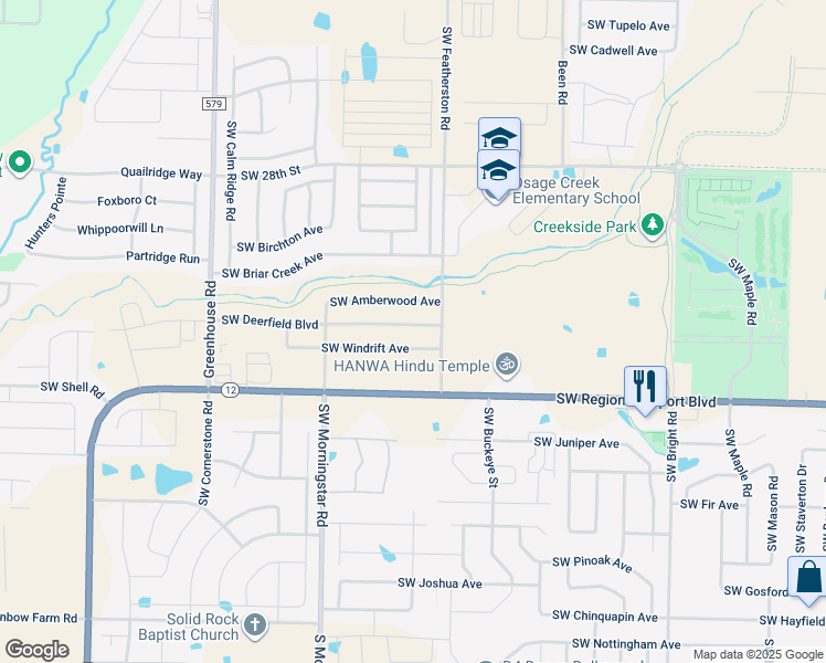 map of restaurants, bars, coffee shops, grocery stores, and more near 3003 Southwest Windrift Avenue in Bentonville