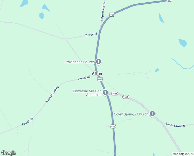 map of restaurants, bars, coffee shops, grocery stores, and more near U.S. 401 in Warrenton