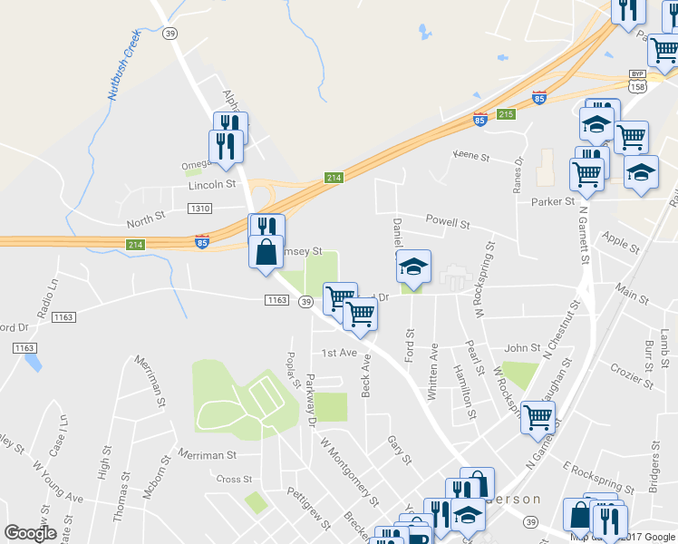 map of restaurants, bars, coffee shops, grocery stores, and more near 138 Ramsey Street in Henderson