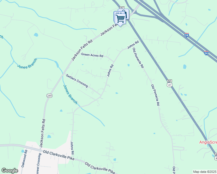 map of restaurants, bars, coffee shops, grocery stores, and more near 1172 Johns Road in Cheatham County
