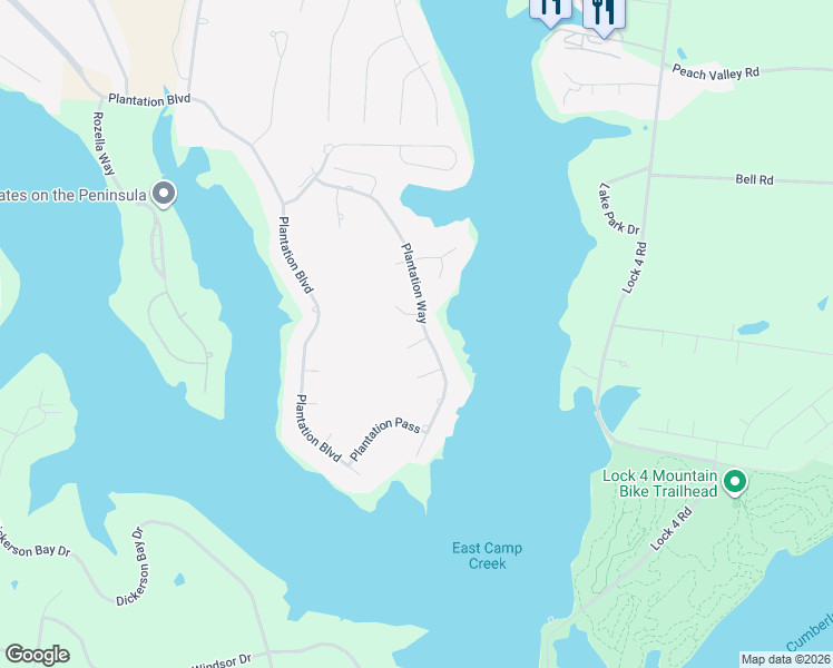 map of restaurants, bars, coffee shops, grocery stores, and more near 817 Plantation Way in Gallatin