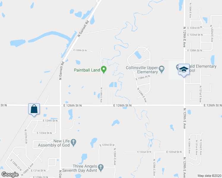 map of restaurants, bars, coffee shops, grocery stores, and more near 12601 North 120th East Avenue in Collinsville