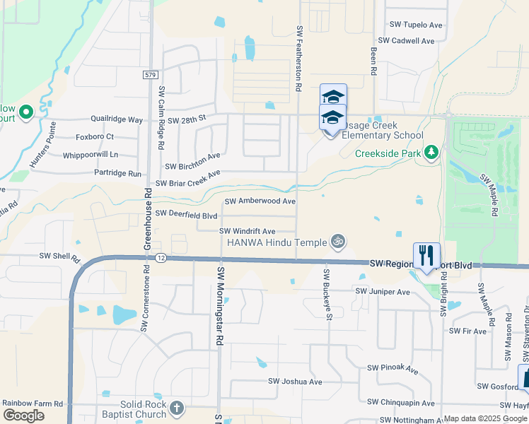 map of restaurants, bars, coffee shops, grocery stores, and more near 3005 Southwest Amberwood Avenue in Bentonville