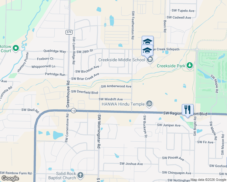 map of restaurants, bars, coffee shops, grocery stores, and more near 3106 Southwest Amberwood Avenue in Bentonville