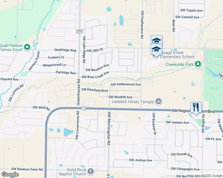 map of restaurants, bars, coffee shops, grocery stores, and more near 3208 Southwest Amberwood Avenue in Bentonville