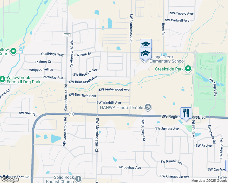 map of restaurants, bars, coffee shops, grocery stores, and more near 3005 Southwest Amberwood Avenue in Bentonville