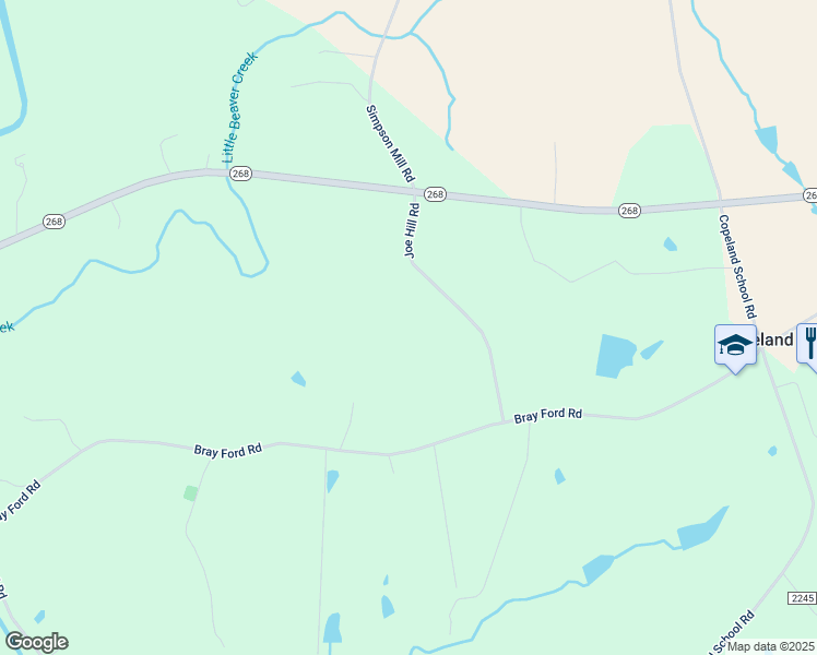 map of restaurants, bars, coffee shops, grocery stores, and more near 299 Joe Hill Road in Dobson