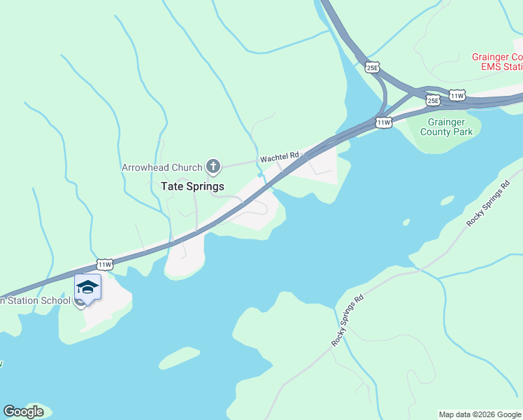 map of restaurants, bars, coffee shops, grocery stores, and more near 164 Village Lane in Bean Station