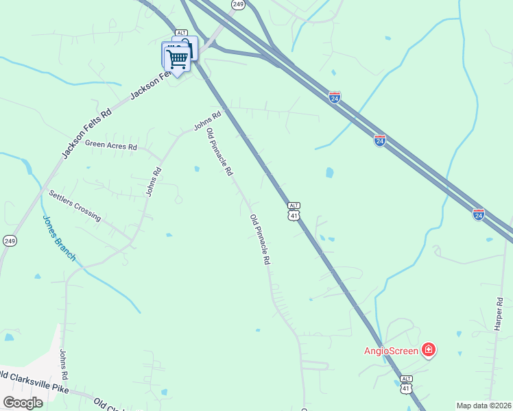 map of restaurants, bars, coffee shops, grocery stores, and more near 1204 Old Pinnacle Road in Cheatham County