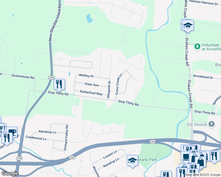 map of restaurants, bars, coffee shops, grocery stores, and more near 1008 Margaret Drive in Hendersonville
