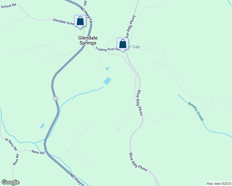 map of restaurants, bars, coffee shops, grocery stores, and more near 500 Pony Farm Road in West Jefferson