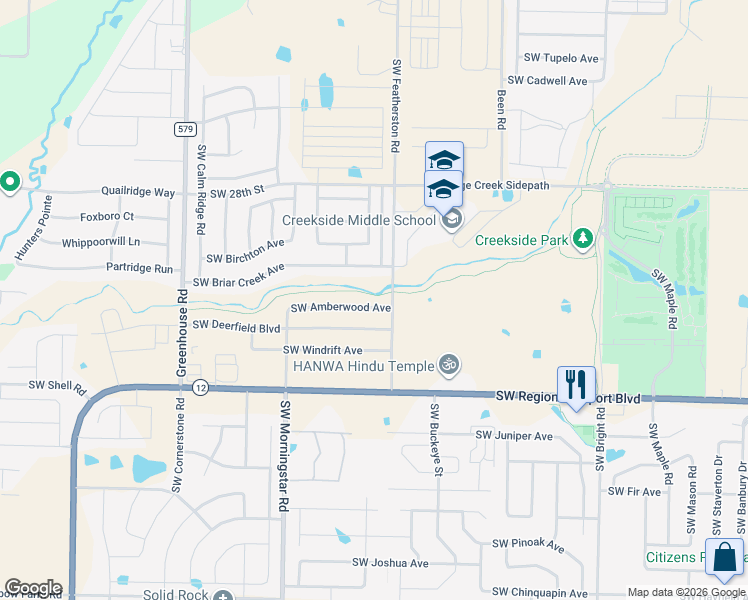 map of restaurants, bars, coffee shops, grocery stores, and more near 2900 Southwest Amberwood Avenue in Bentonville