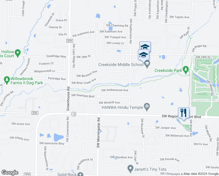 map of restaurants, bars, coffee shops, grocery stores, and more near 3106 Southwest Amberwood Avenue in Bentonville