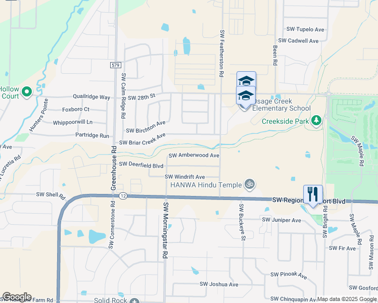 map of restaurants, bars, coffee shops, grocery stores, and more near 3106 Southwest Amberwood Avenue in Bentonville