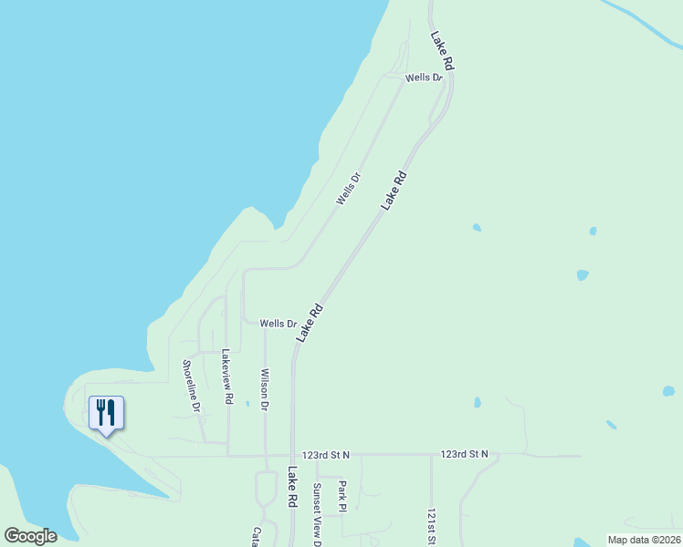 map of restaurants, bars, coffee shops, grocery stores, and more near 12716 Lake Road in Sperry