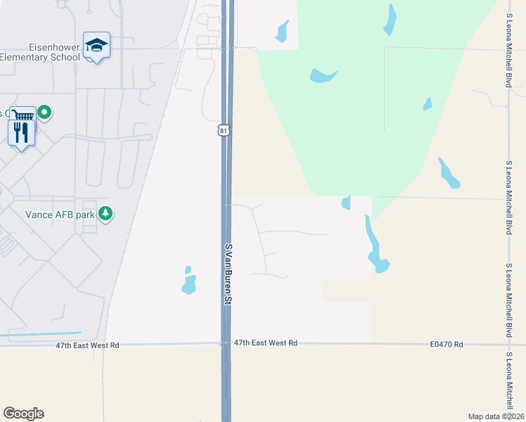 map of restaurants, bars, coffee shops, grocery stores, and more near 702 Ridgeway Drive in Enid
