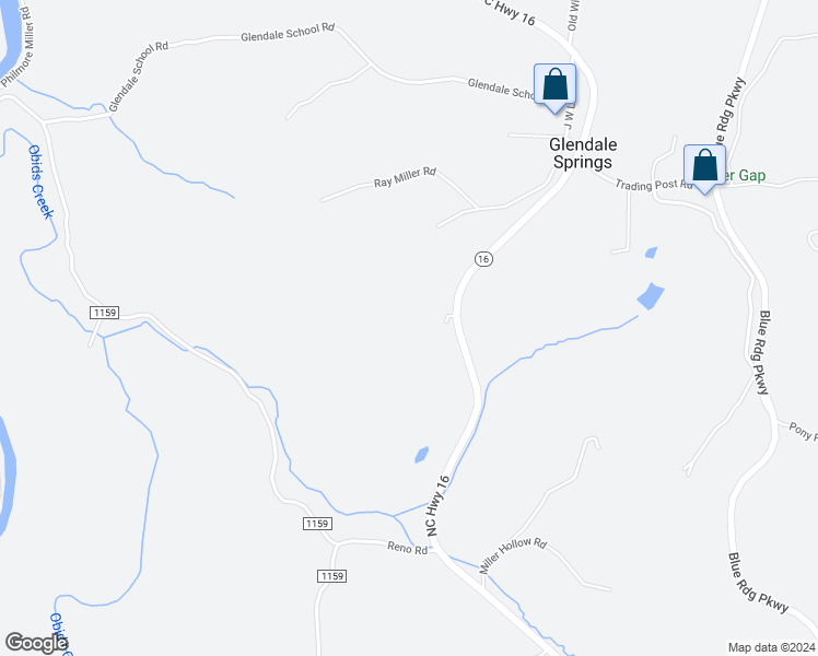 map of restaurants, bars, coffee shops, grocery stores, and more near 289 Miller Hollow Road in West Jefferson