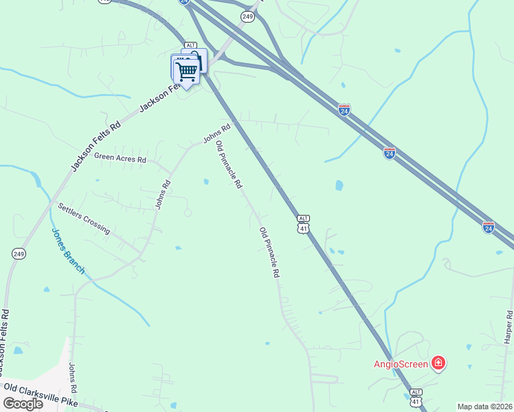 map of restaurants, bars, coffee shops, grocery stores, and more near 1204 Old Pinnacle Road in Cheatham County