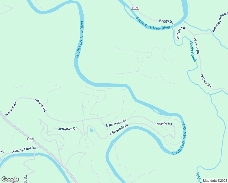 map of restaurants, bars, coffee shops, grocery stores, and more near 203 East New River Drive in West Jefferson