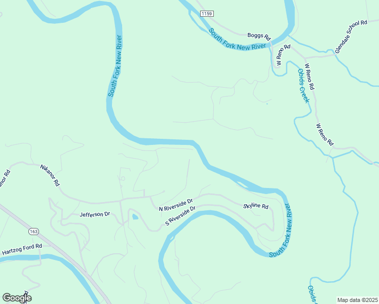 map of restaurants, bars, coffee shops, grocery stores, and more near 102 East New River Drive in West Jefferson